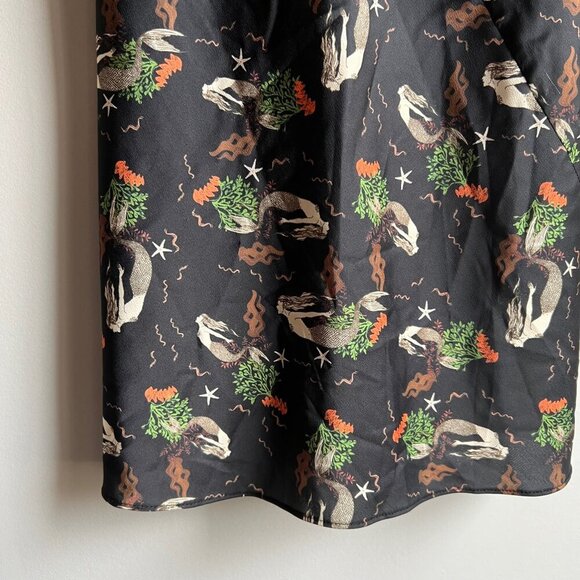 ZARA Mermaid Black Satin Tie Back Mini Slip Dress Size Medium - Picture 8 of 13